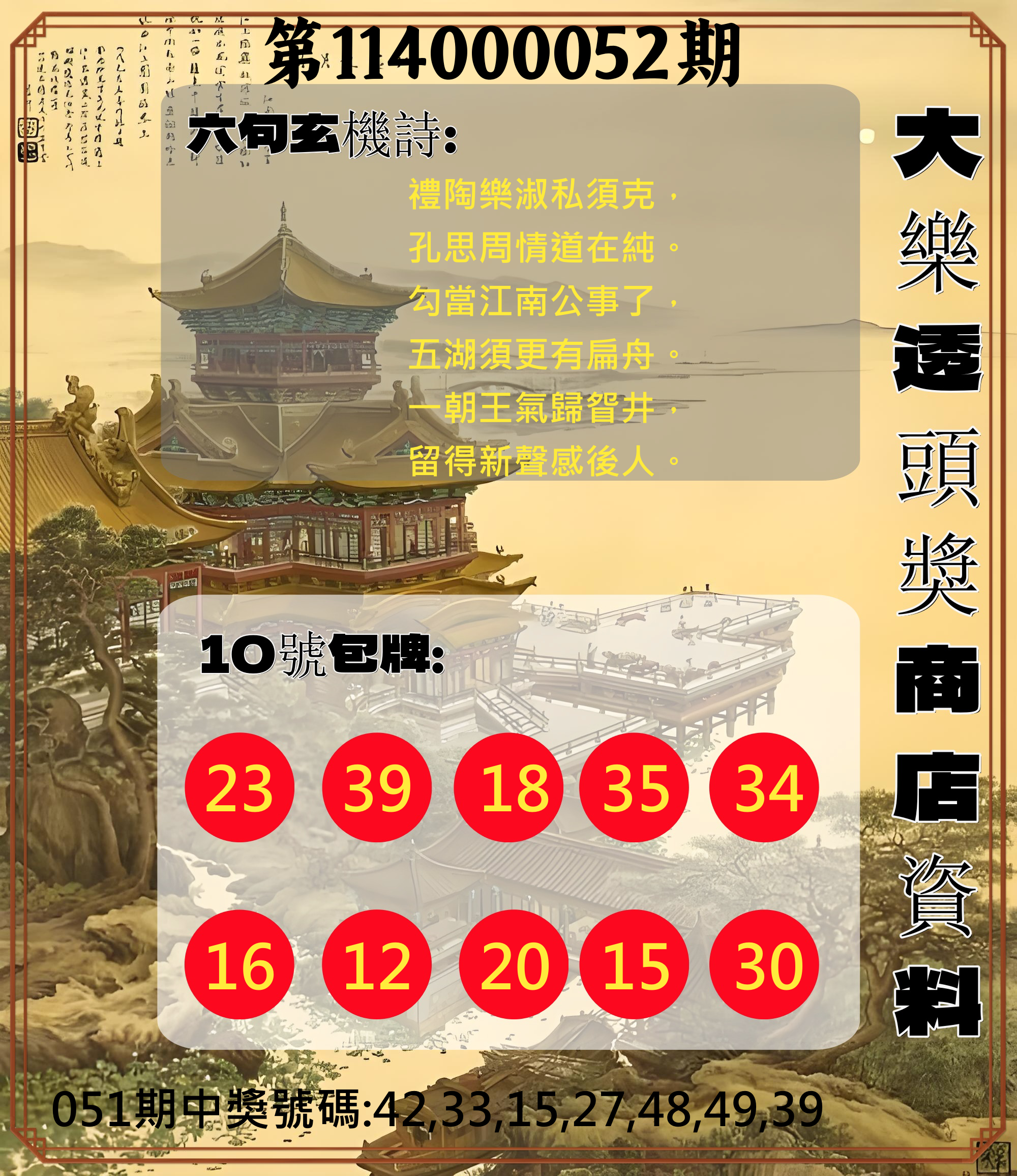 大樂透第114000052期大樂透頭獎商店資料