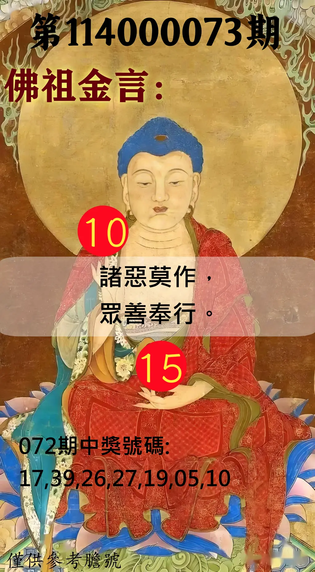 大樂透第114000073期(07/25)佛祖金言