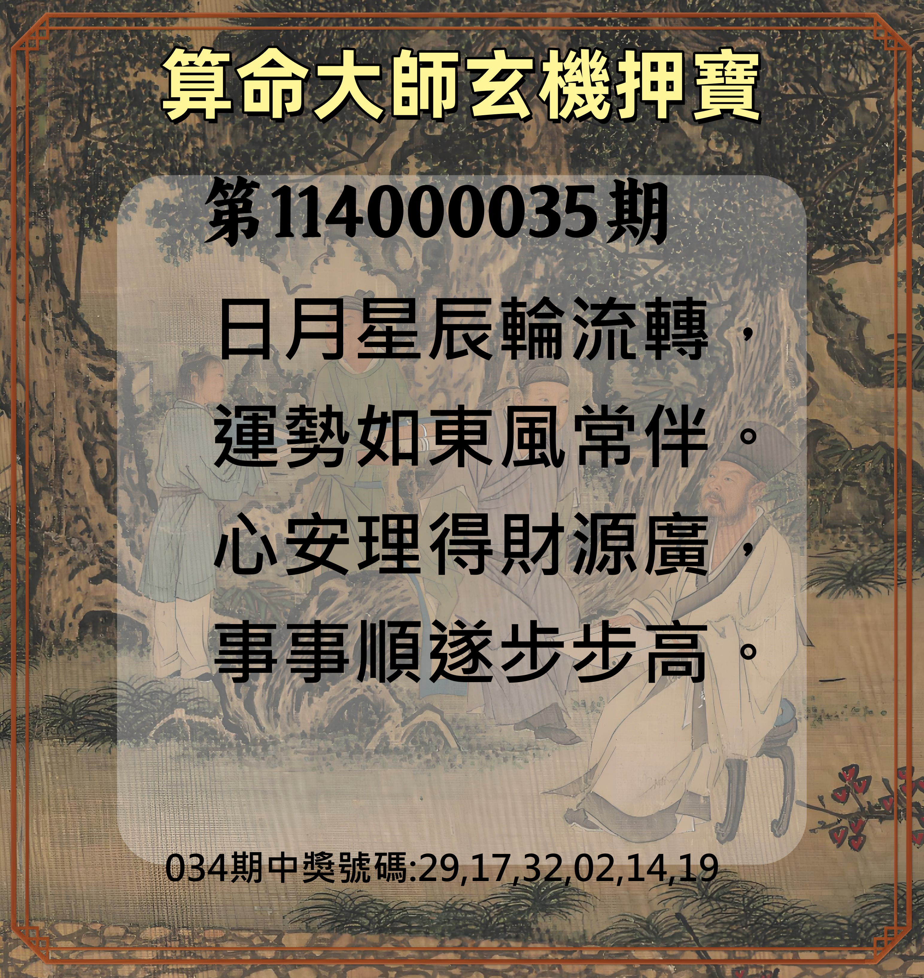 威力彩第114000035期算命大師玄機押寶