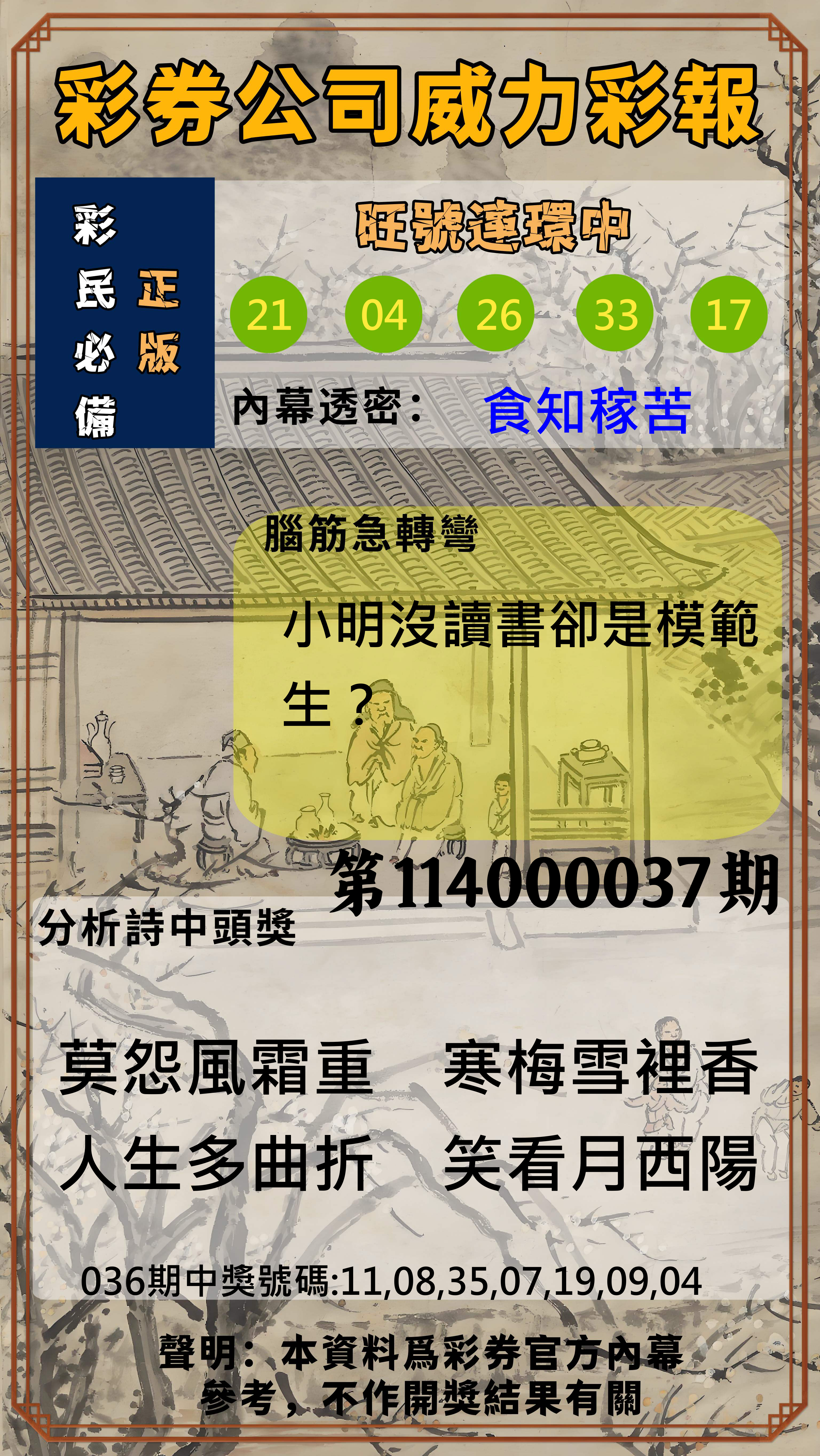 威力彩第114000037期彩券公司威力彩報