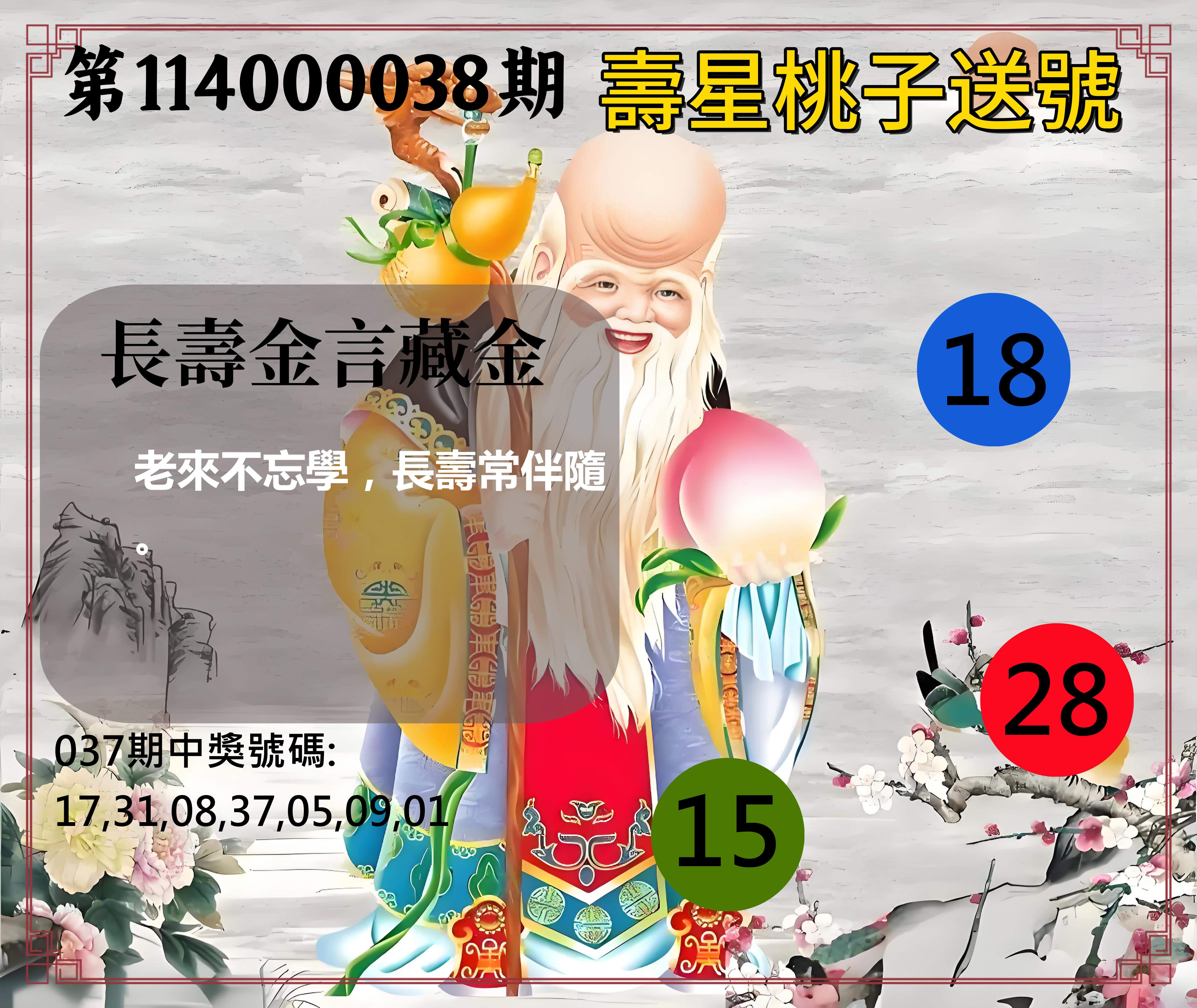 威力彩第114000038期壽星桃子送號