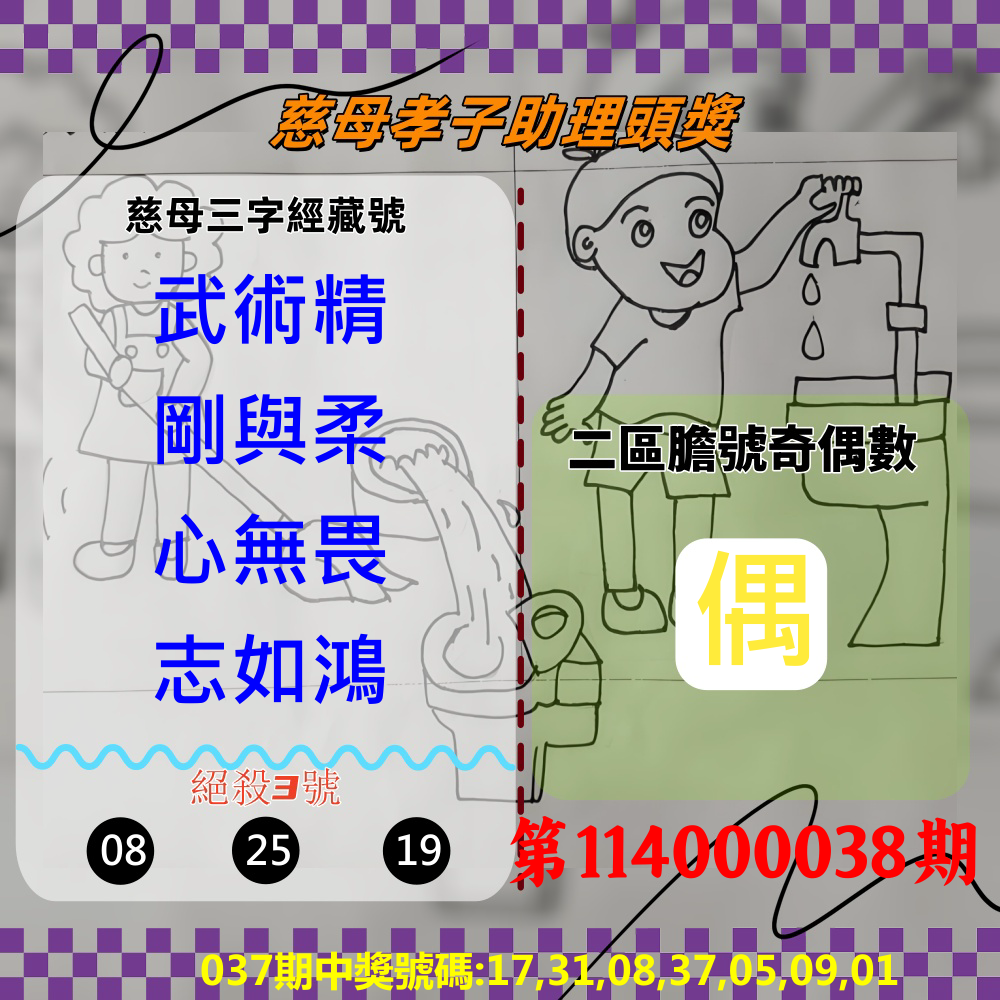 威力彩第114000038期慈母孝子助理頭獎