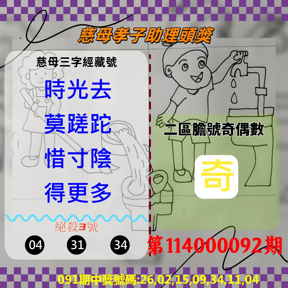 威力彩第114000092期(11/17)慈母孝子助理頭獎