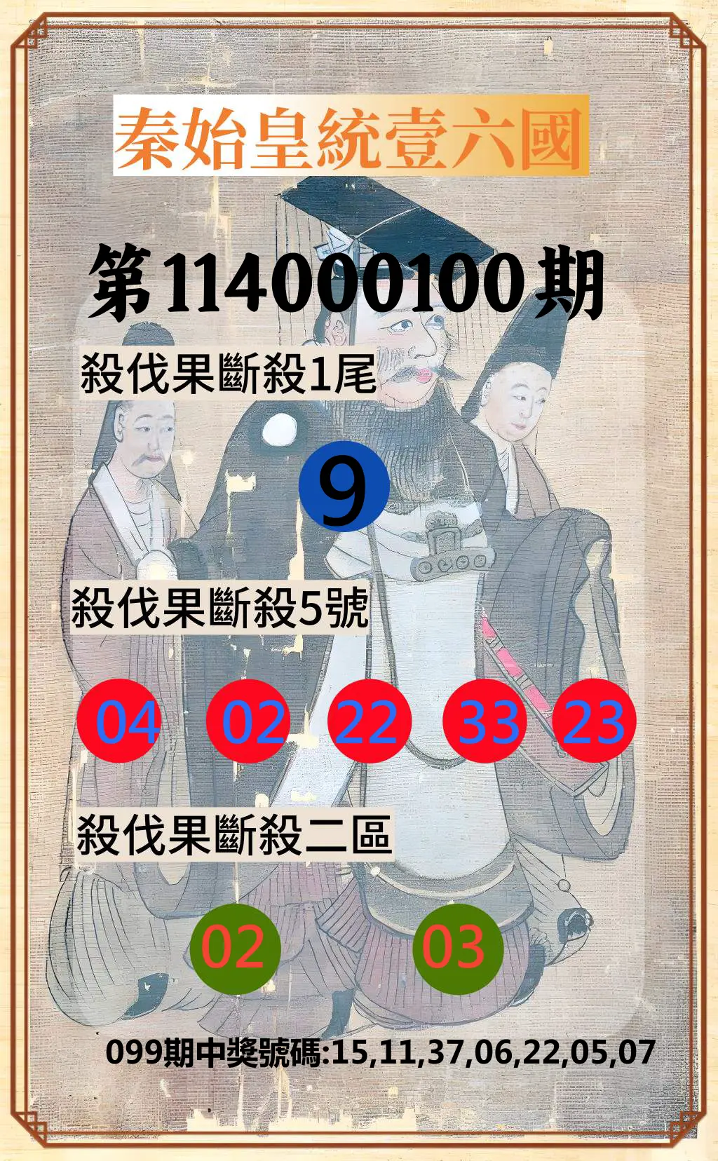 威力彩第114000100期(12/15)秦始皇統壹六國