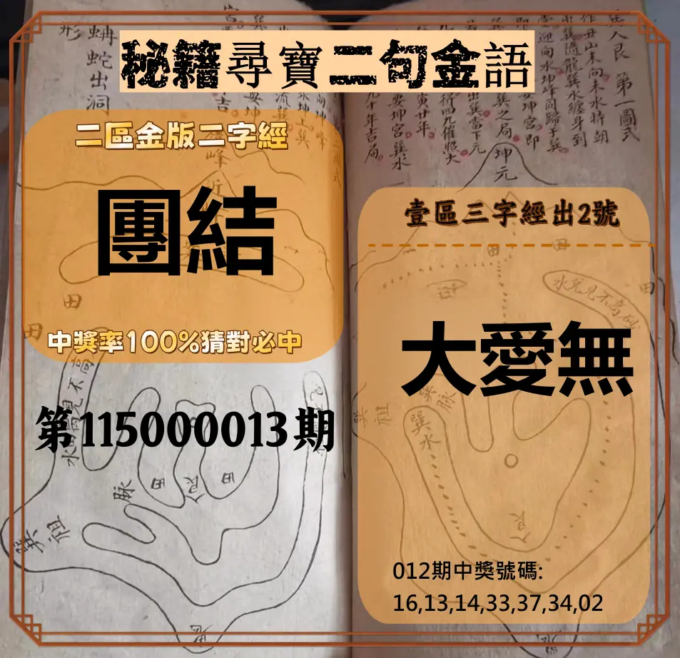 威力彩第115000013期(02/12)秘籍尋寶二句金語