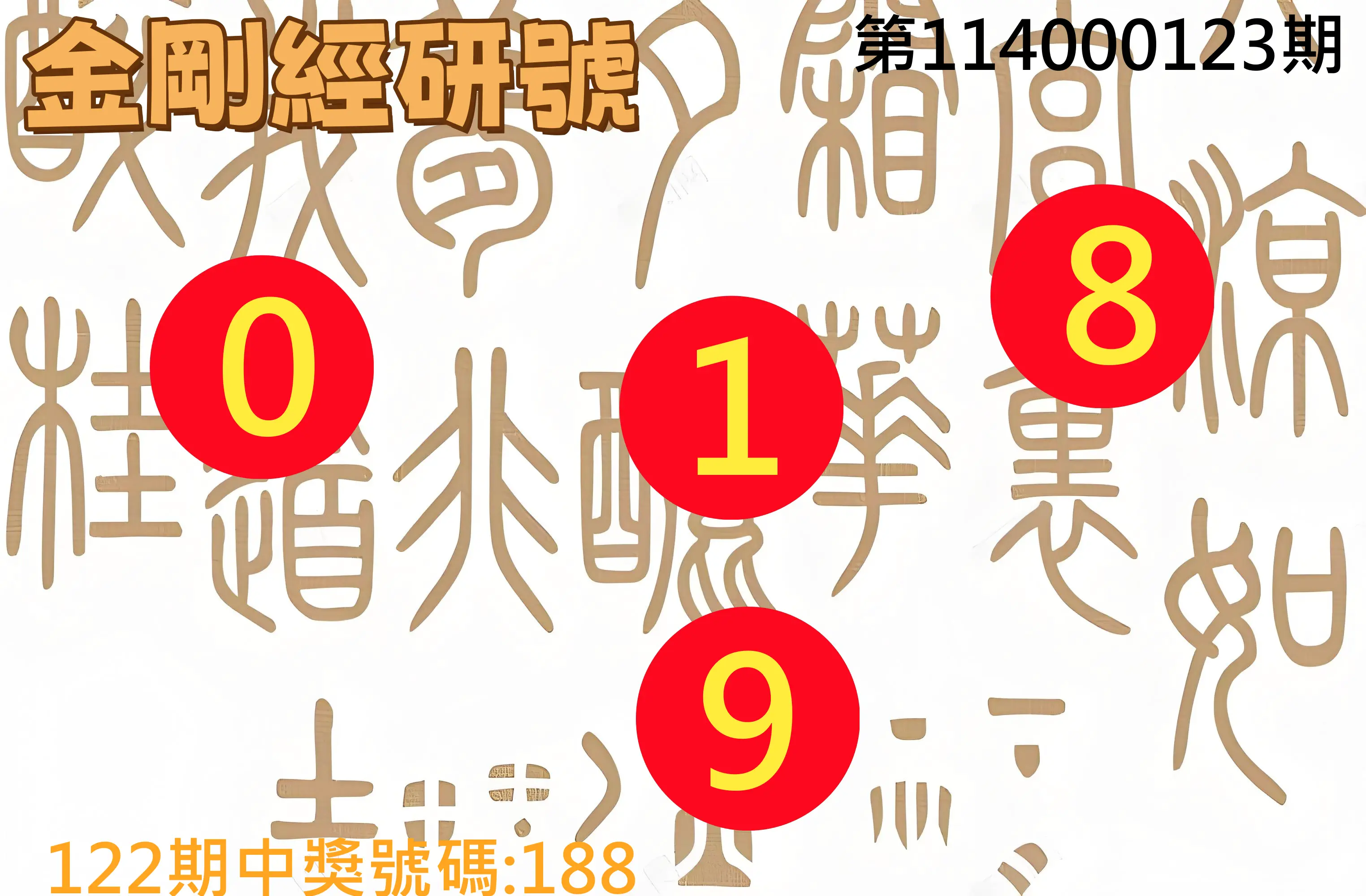 3星彩第114000123期金剛經研號