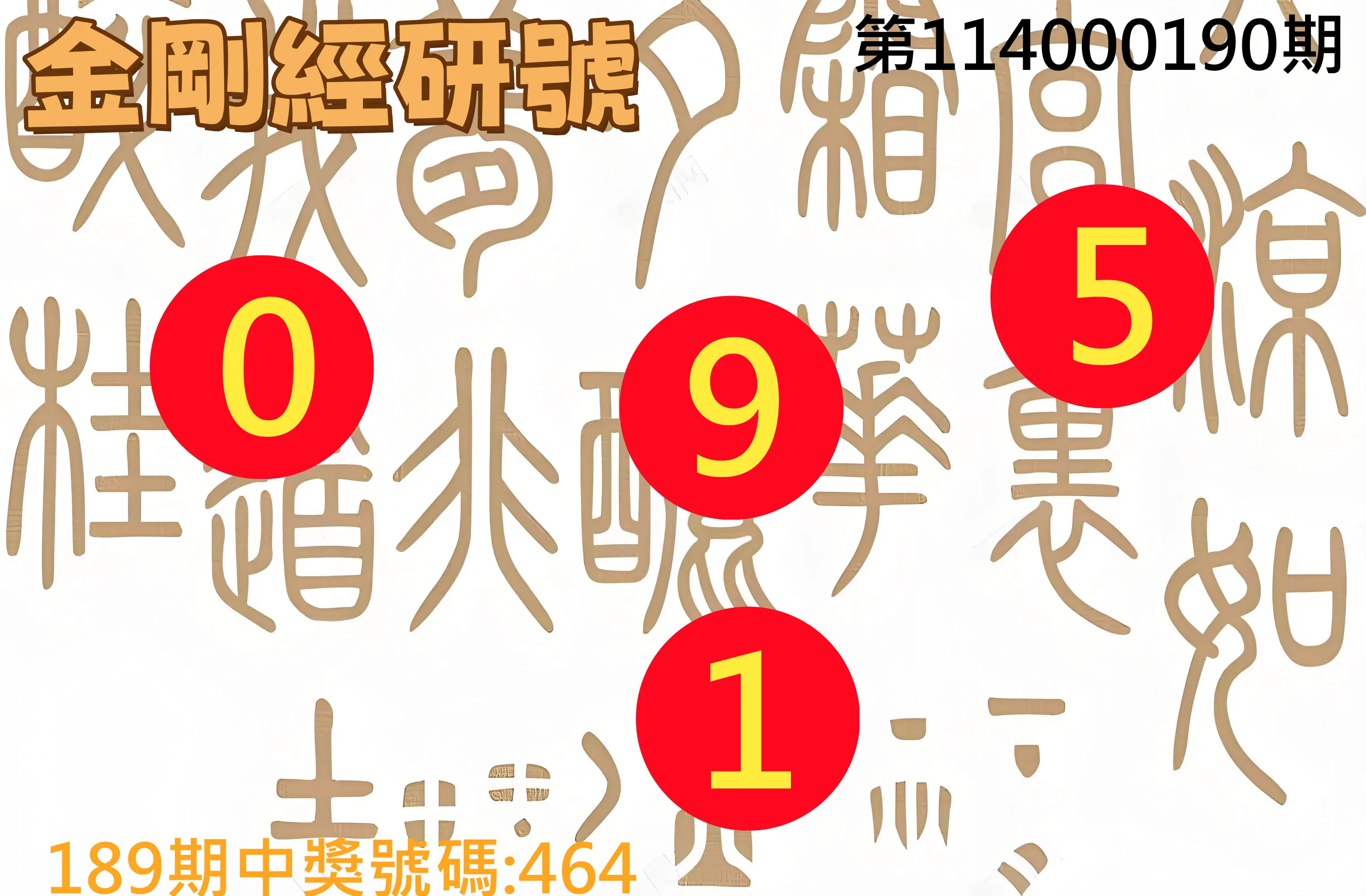 3星彩第114000190期(08/06)金剛經研號