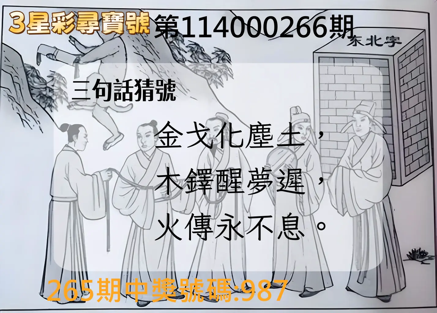 3星彩第114000266期(11/03)3星彩尋寶號