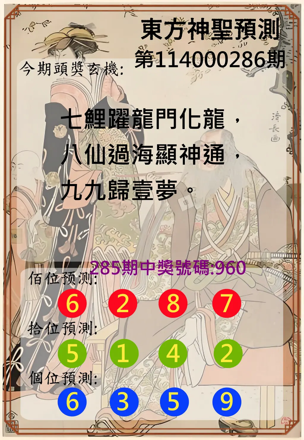 3星彩第114000286期(11/26)東方神聖預測