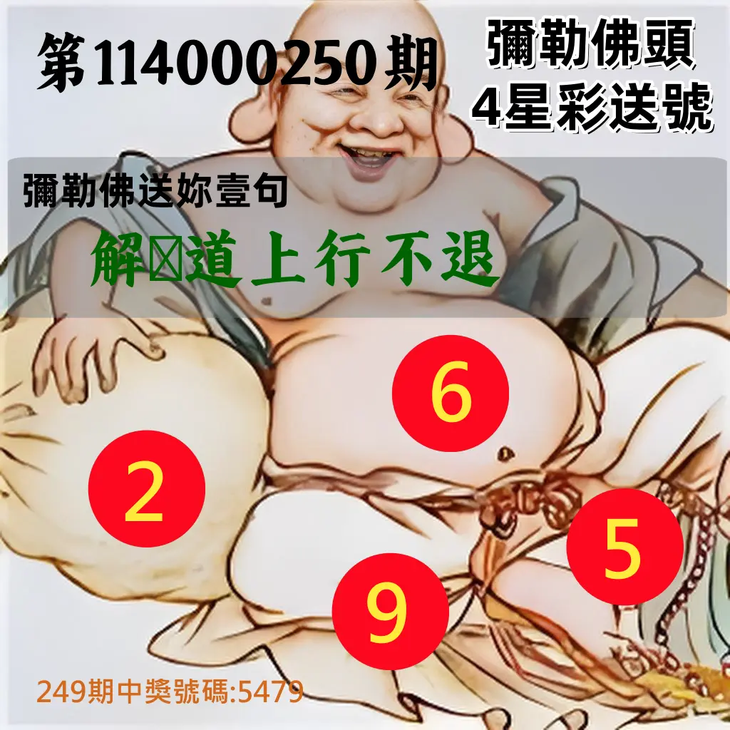 4星彩第114000250期(10/15)彌勒佛頭4星彩送號