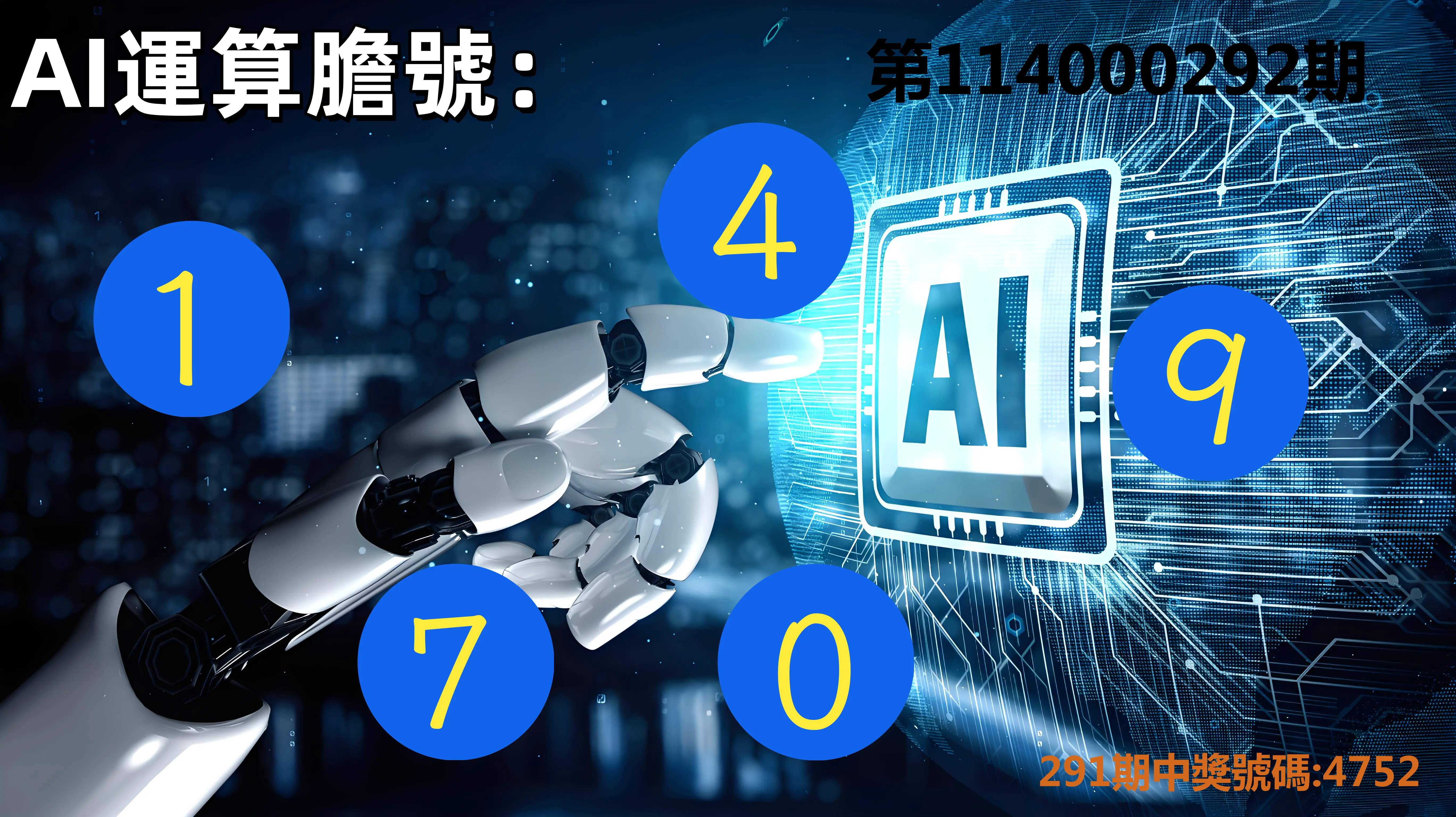 4星彩第114000292期(12/03)AI運算膽號