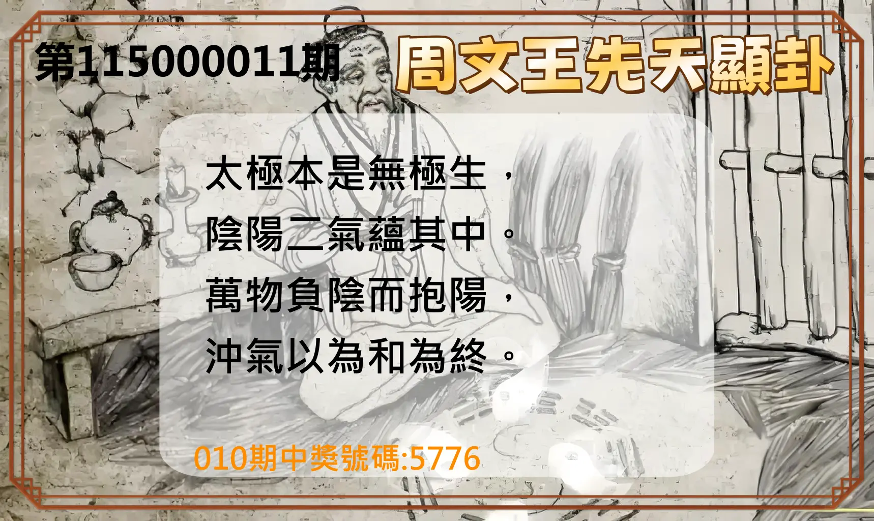 4星彩第115000011期(01/13)周文王先天顯卦