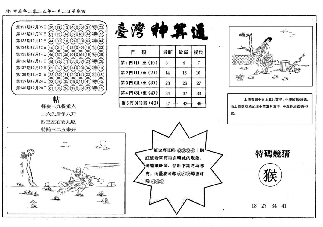 六合彩001期新潮汕台湾神算(黑白)