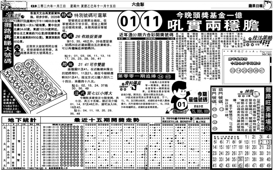 六合彩001期老版苹果日报(黑白)