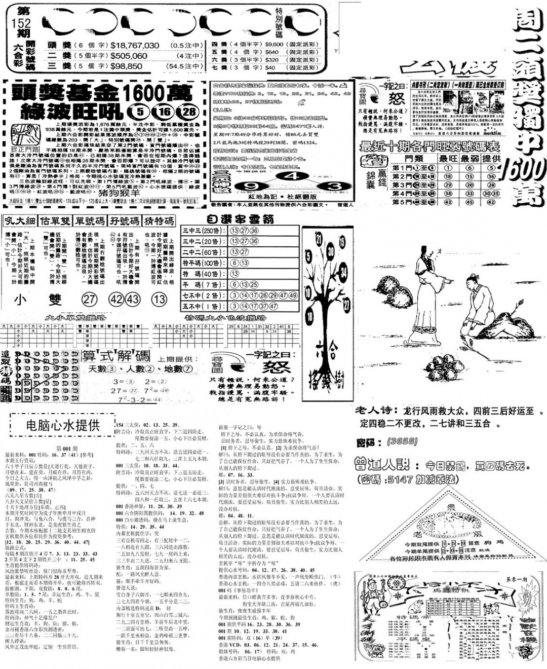 六合彩001期当日报-10(黑白)