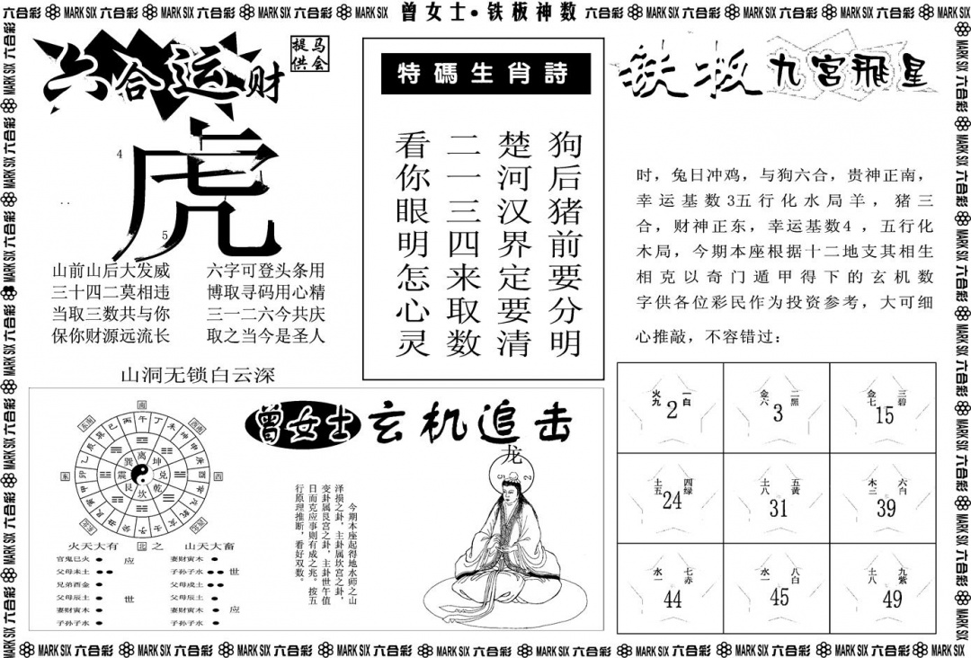 六合彩001期另版曾女士铁板B(黑白)