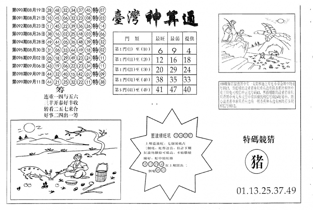 六合彩100期老潮汕台湾神算(黑白)