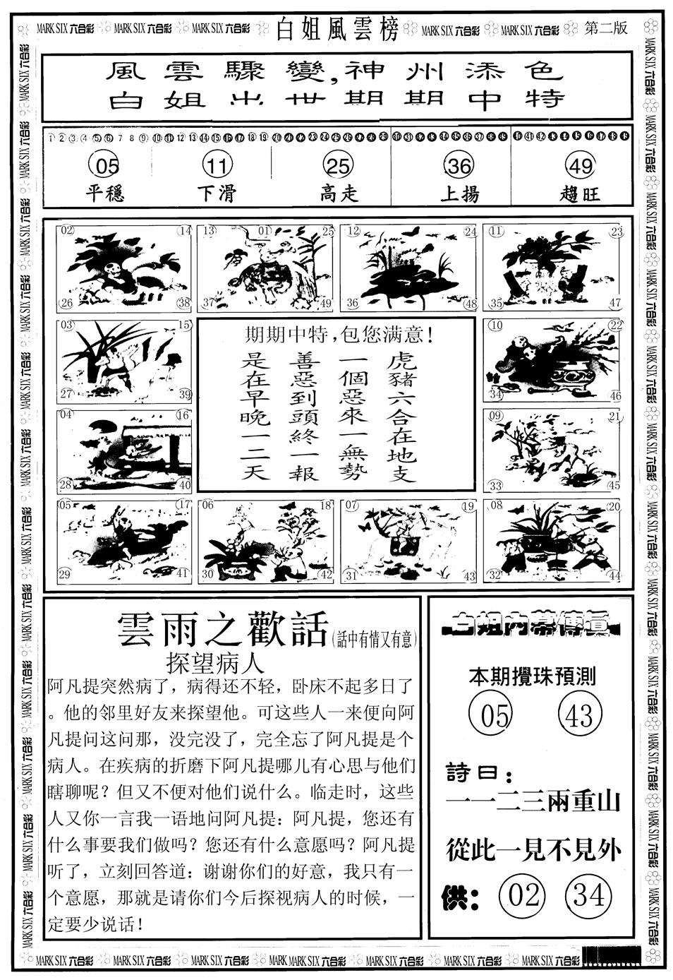 六合彩100期另版白姐风云榜B(黑白)