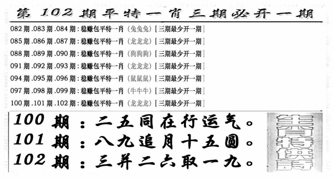 六合彩102期玄机特码(新图)(黑白)