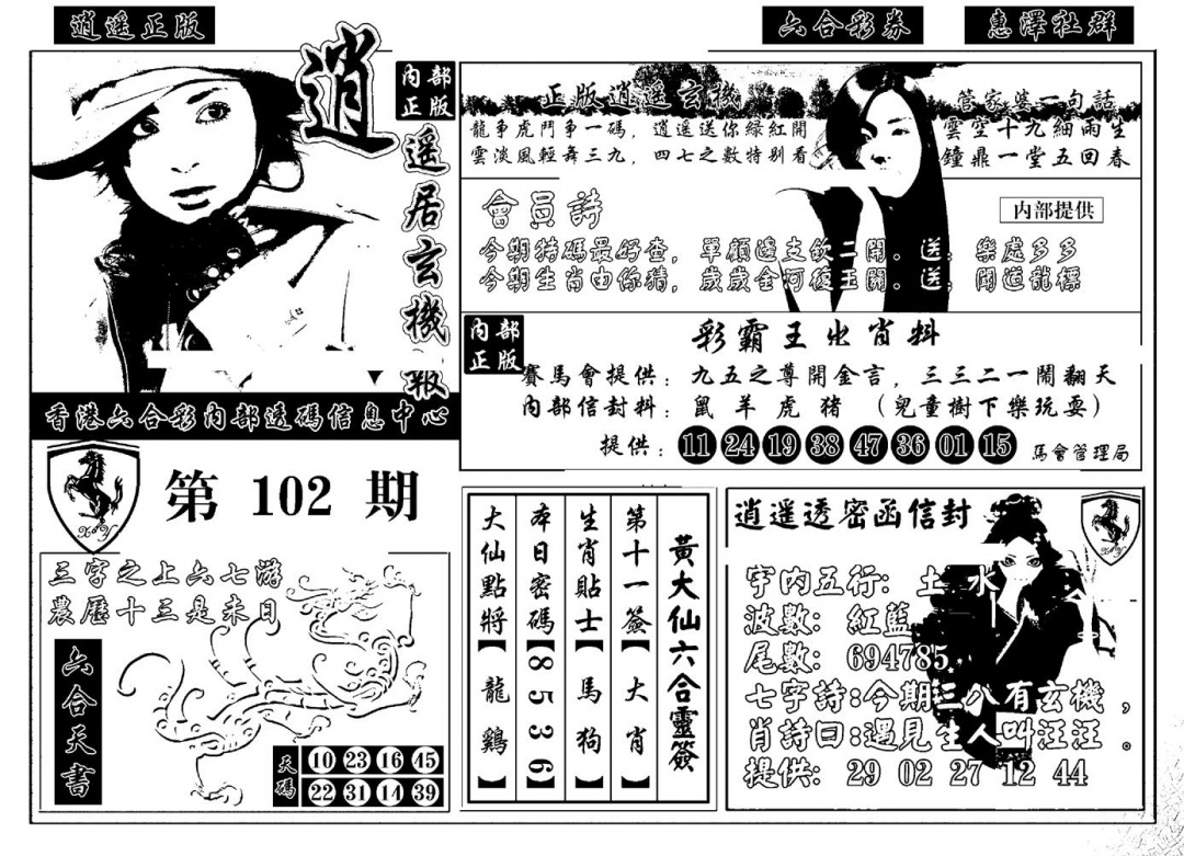 六合彩102期九龙玄机报(黑白)