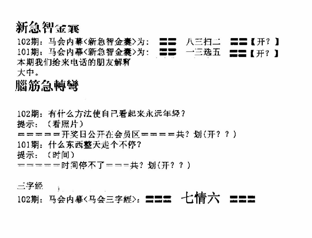 六合彩102期新急智金囊(黑白)
