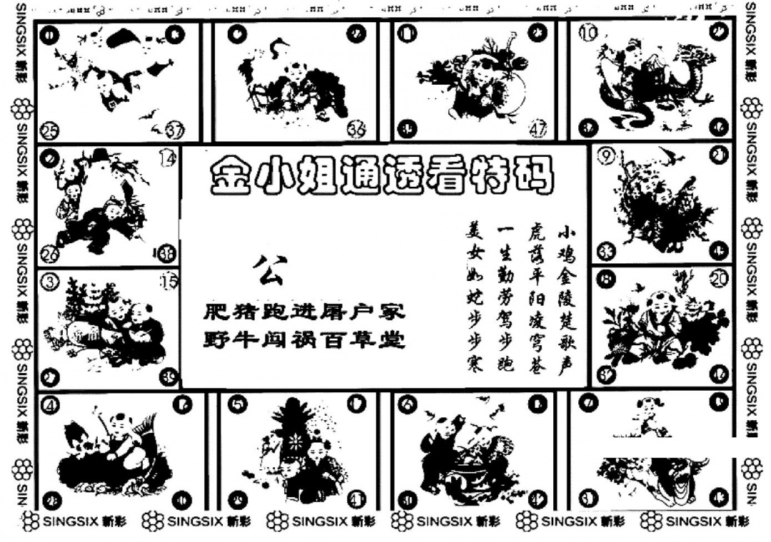 六合彩105期金小姐点醒B(黑白)