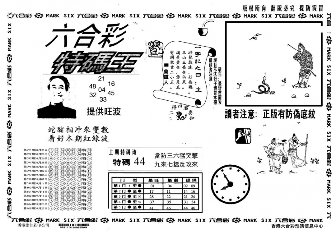 六合彩106期另版特码王(黑白)