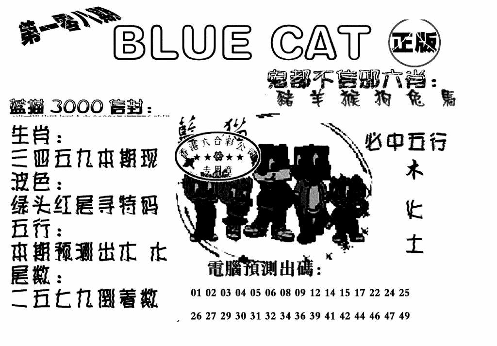 六合彩106期蓝猫Blue Cat(黑白)