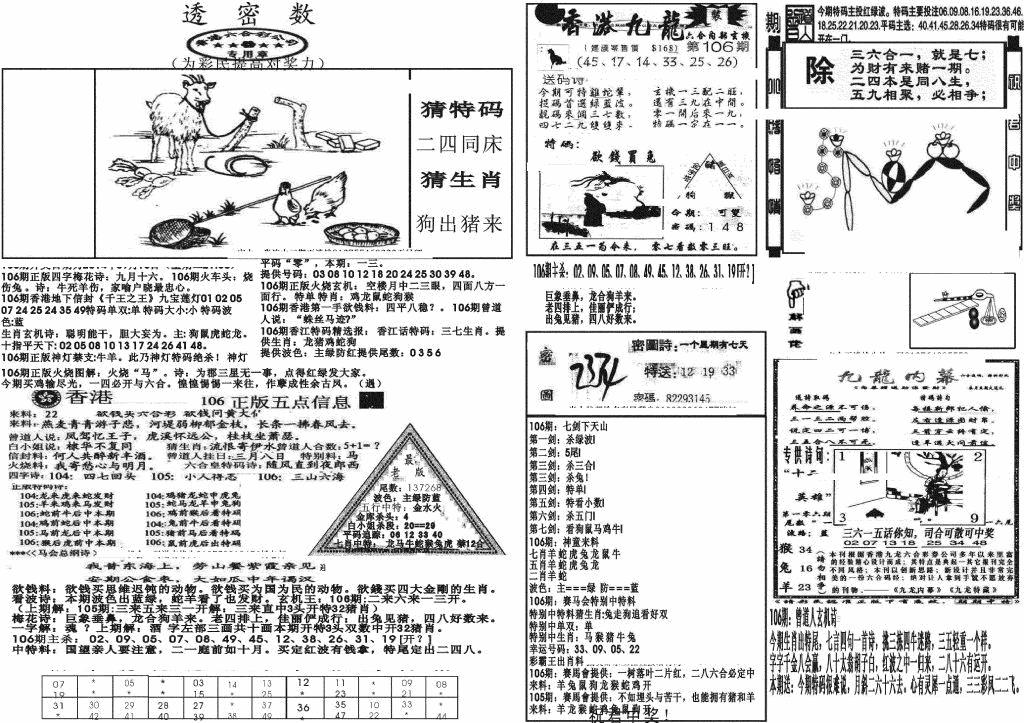 六合彩106期新透密数B(新)(黑白)
