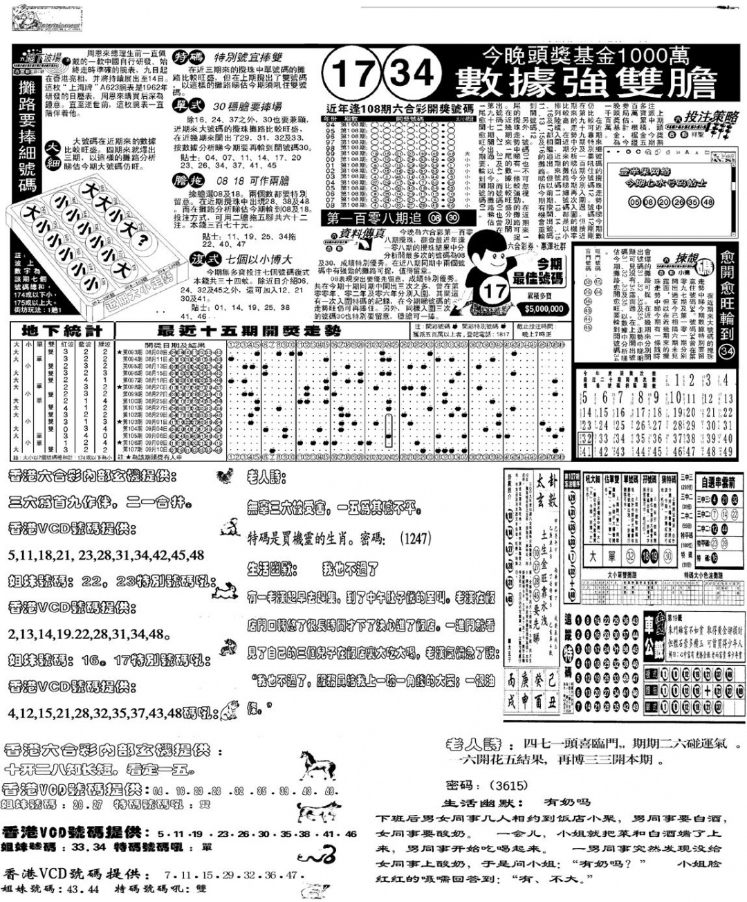 六合彩108期当日报-5(黑白)