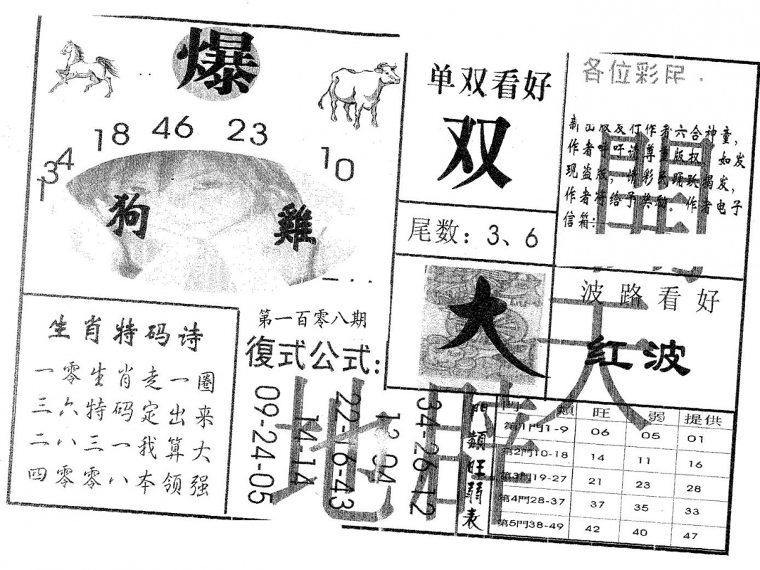 六合彩108期开天辟地(黑白)