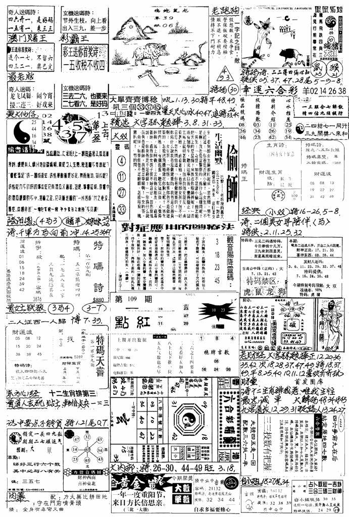 六合彩108期新版手写综合资料B(黑白)