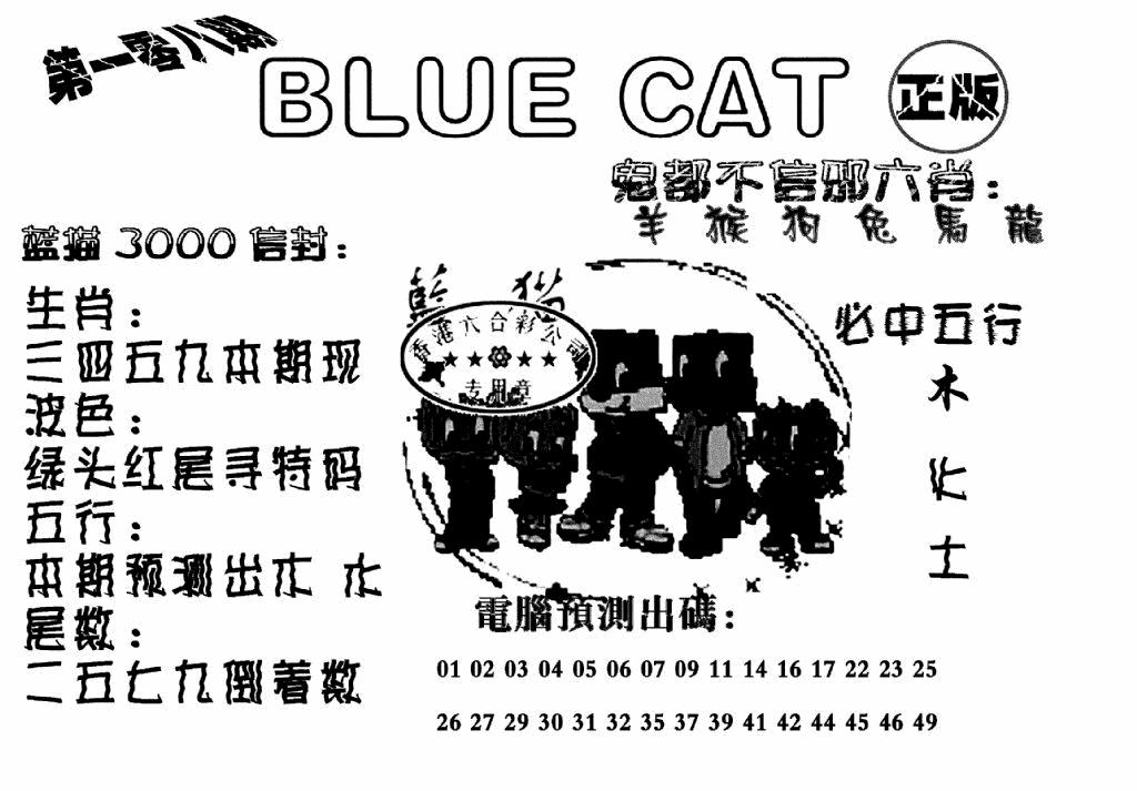 六合彩108期蓝猫Blue Cat(黑白)