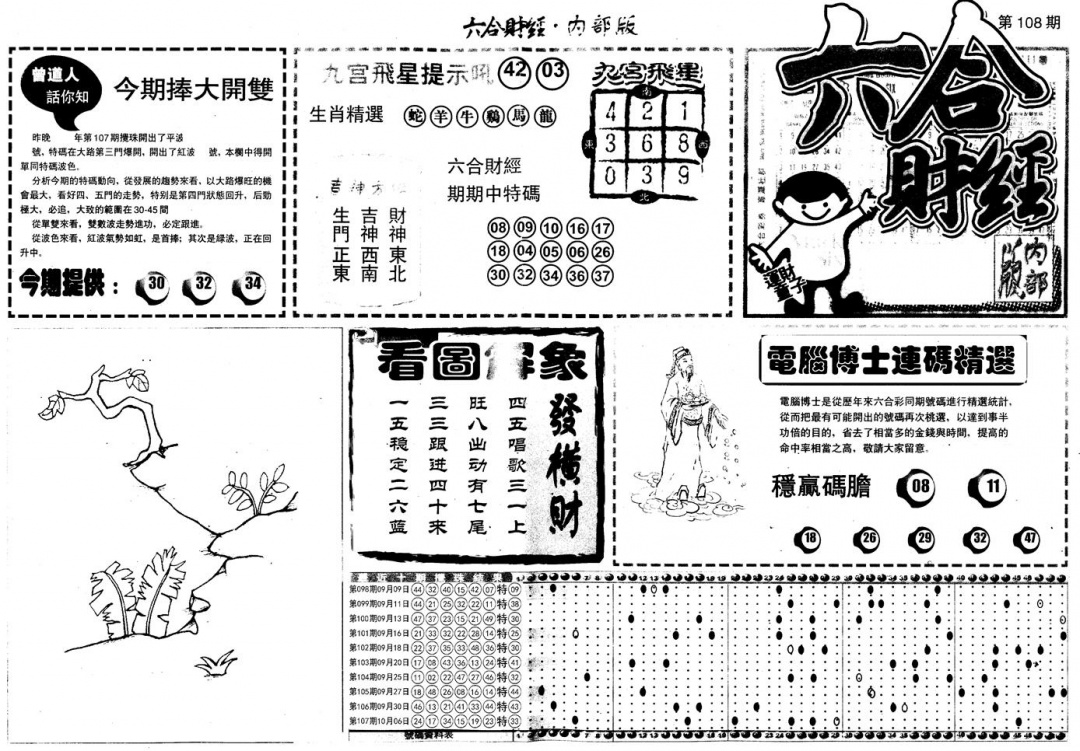 六合彩108期另版中财经A(黑白)