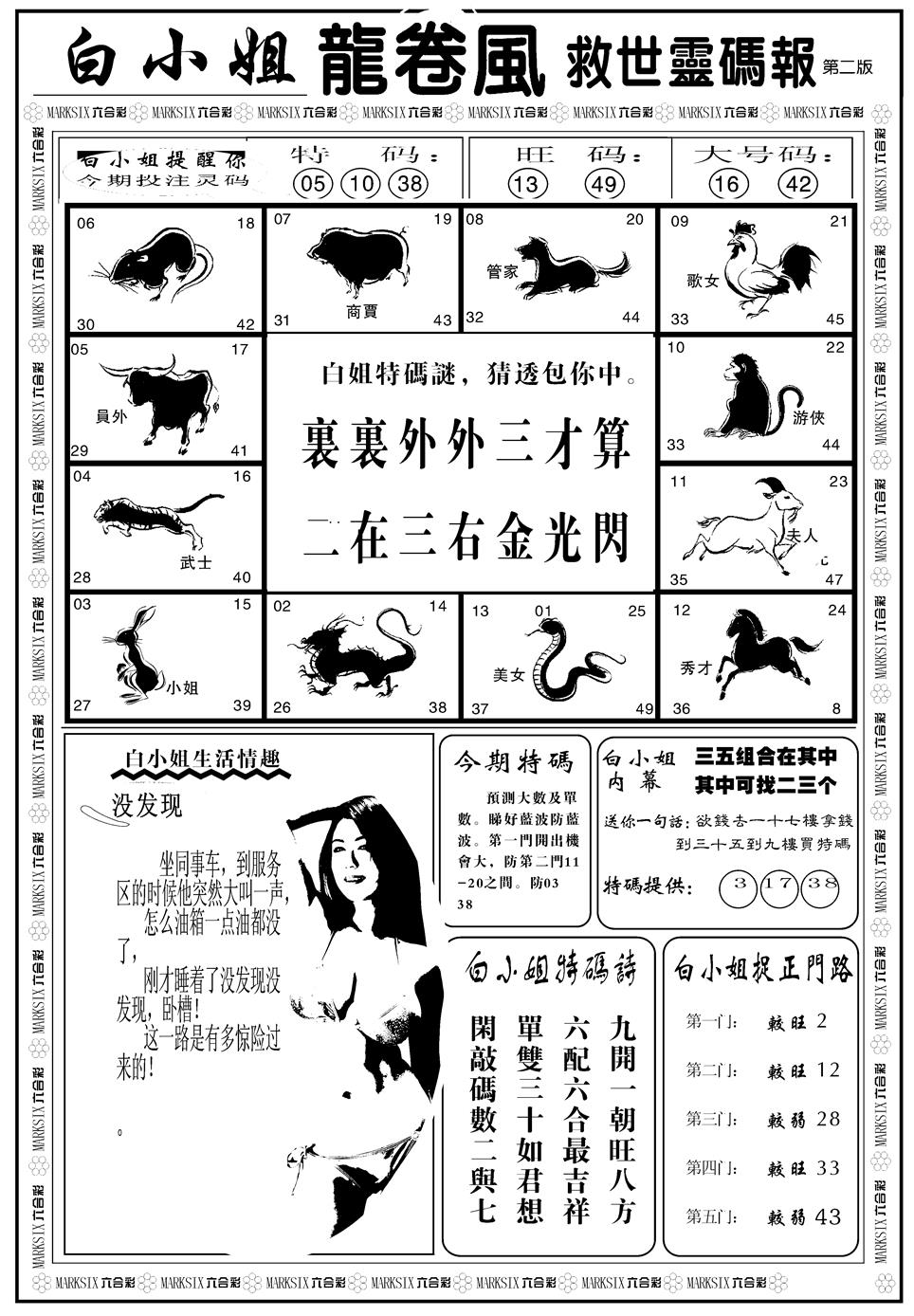 六合彩108期另版白姐龙卷风B(黑白)