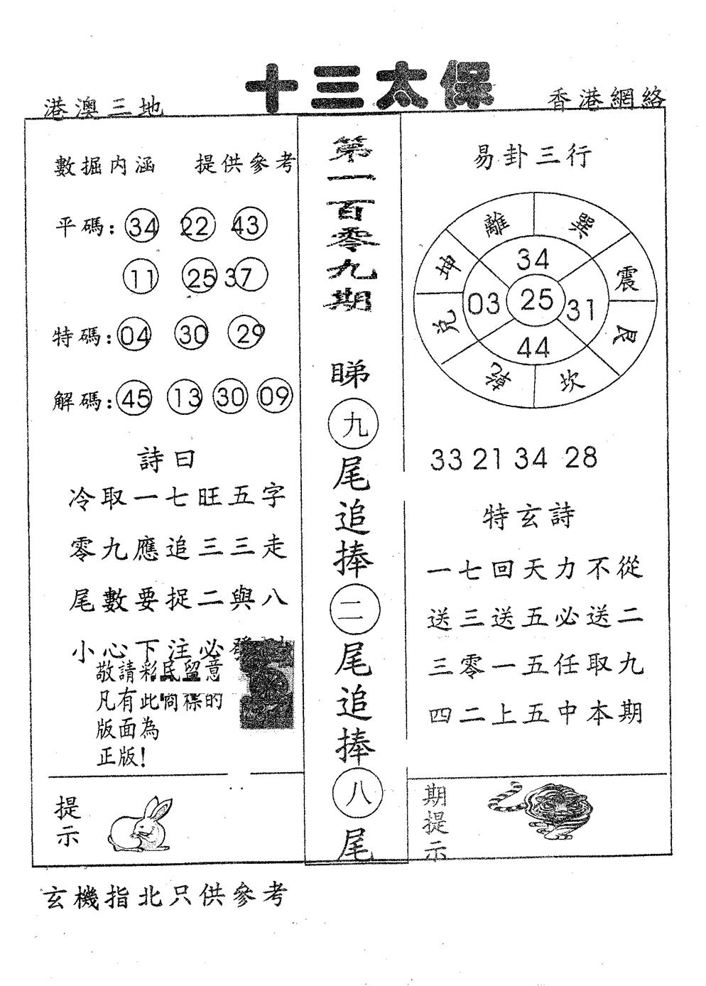 六合彩109期十三太保(黑白)