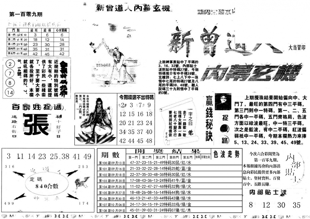 六合彩109期另新内幕A(黑白)