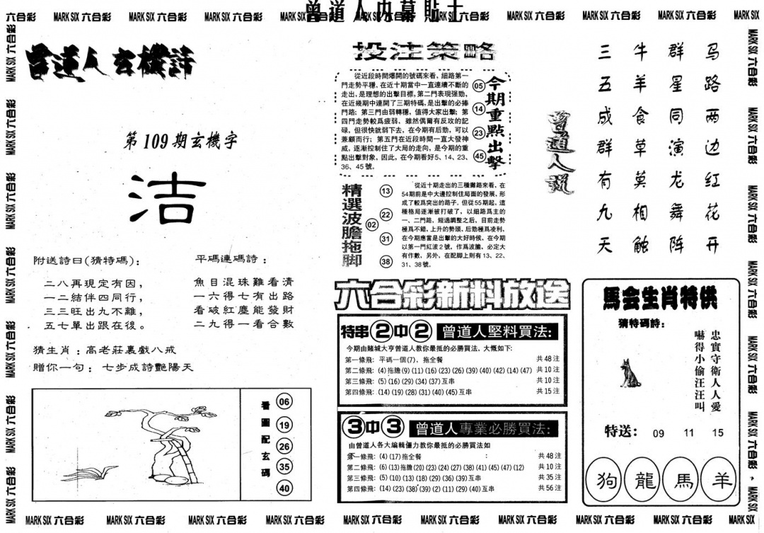 六合彩109期另内幕贴士B(黑白)