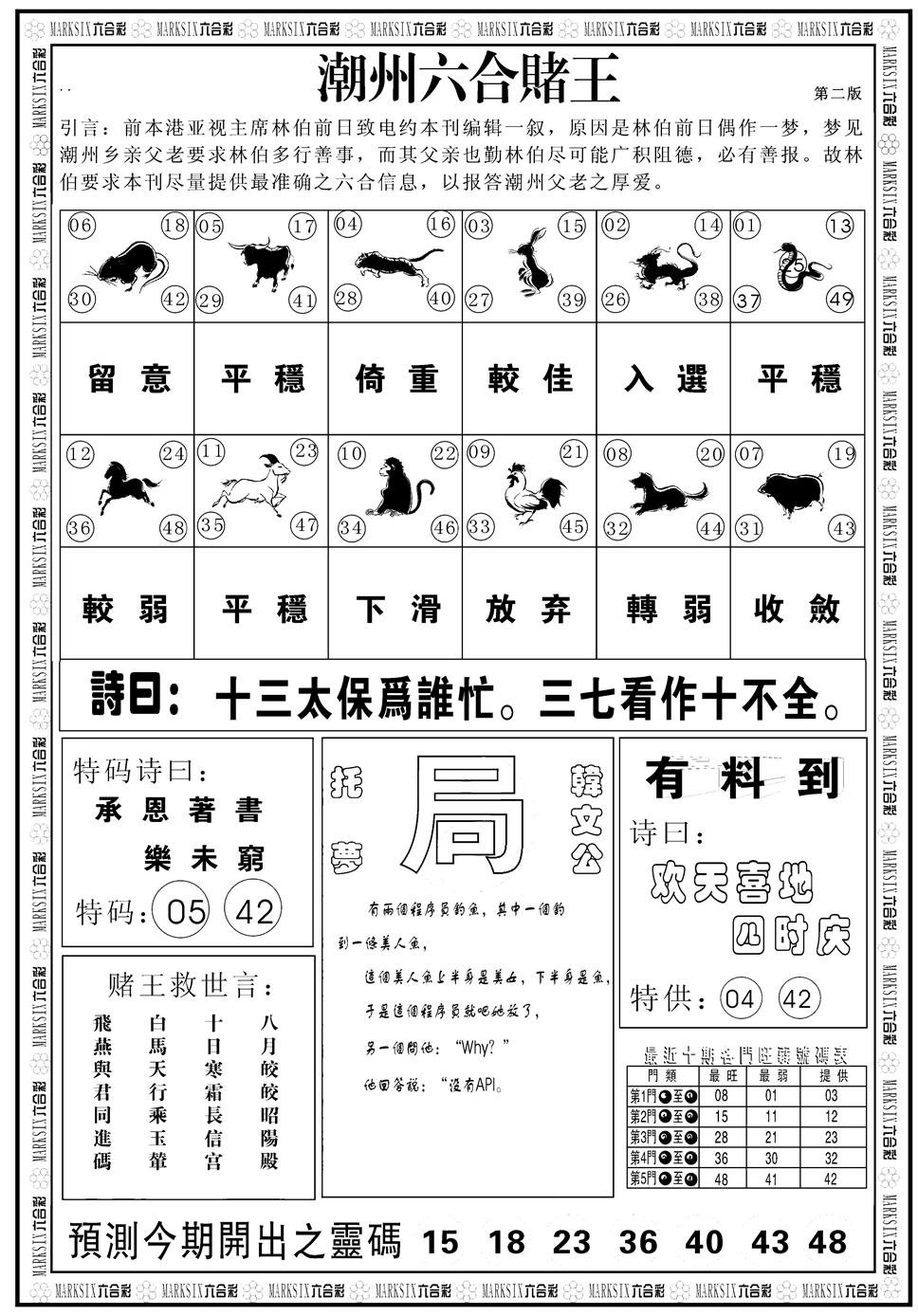 六合彩109期另版潮州六合赌王B(黑白)