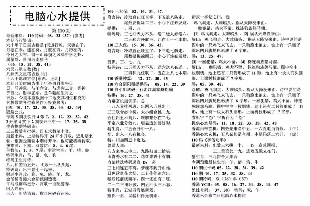 六合彩110期电脑心水(黑白)
