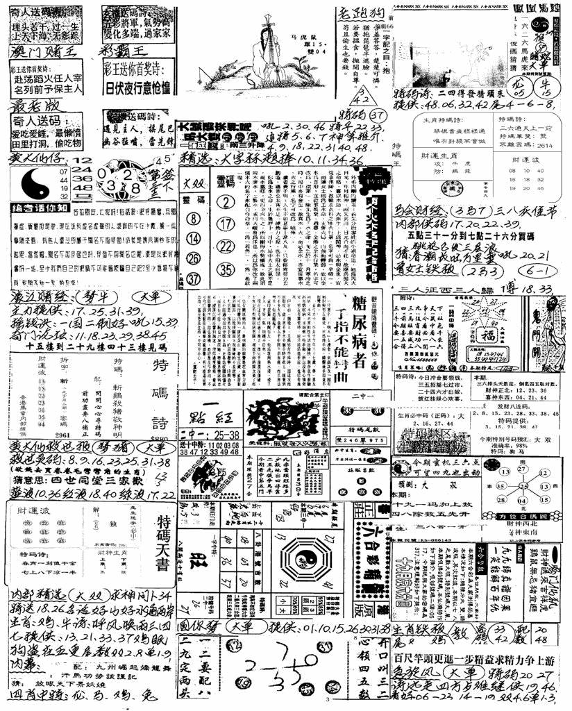 六合彩111期新版手写综合资料A(黑白)