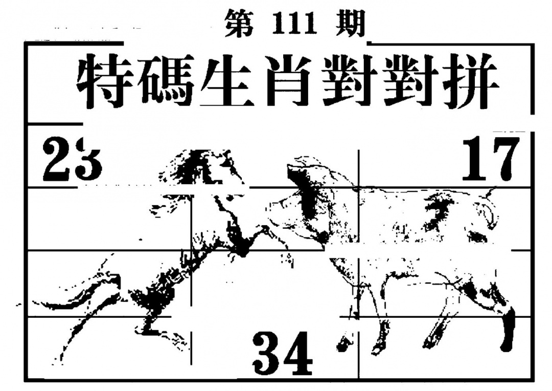 六合彩111期特码生肖对对拼(黑白)