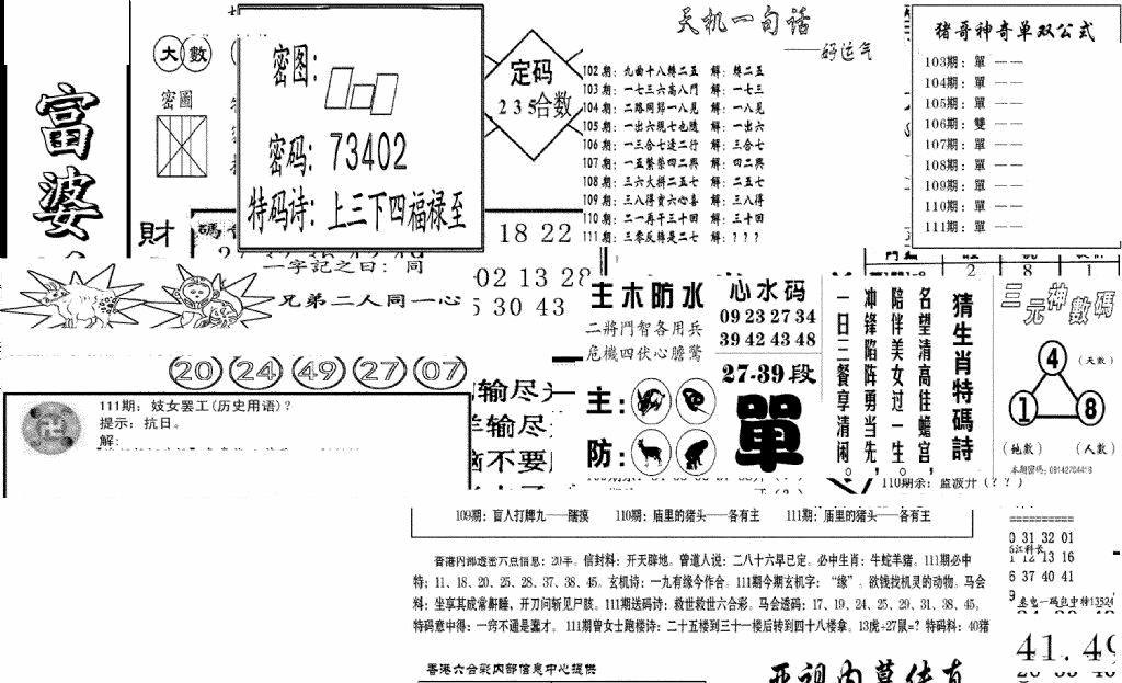 六合彩111期富婆透天机B(新图)(黑白)