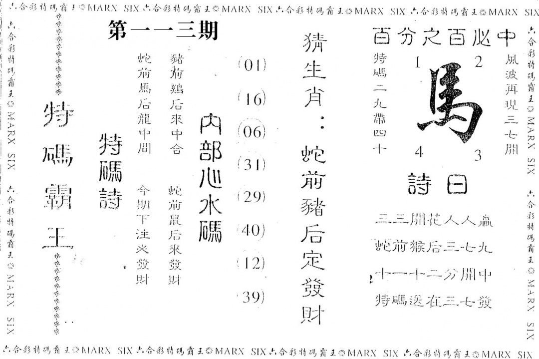 六合彩113期特码霸王(黑白)
