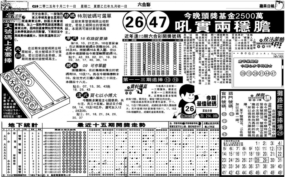 六合彩113期老版苹果日报(黑白)