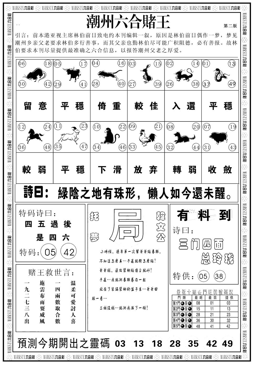 六合彩113期另版潮州六合赌王B(黑白)