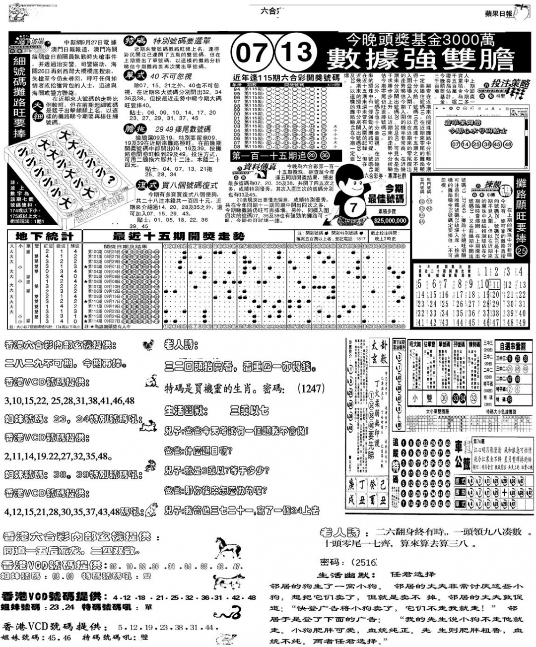 六合彩115期当日报-5(黑白)