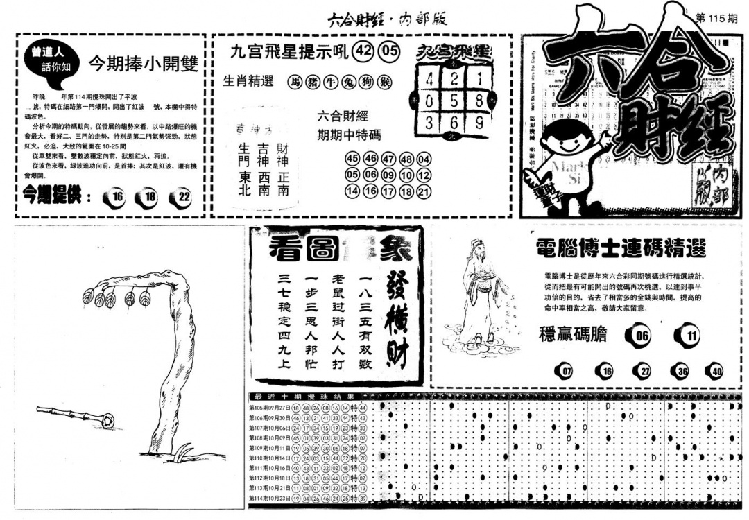 六合彩115期另版中财经A(黑白)