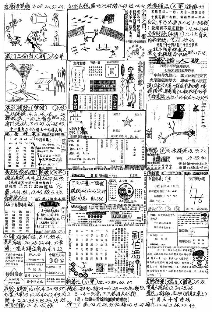 六合彩116期新版手写综合资料A(黑白)