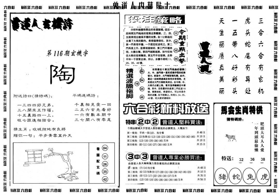 六合彩116期另内幕贴士B(黑白)